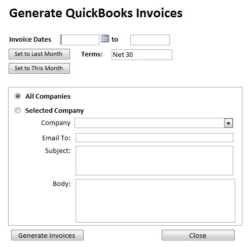 Generate Invoices Form
