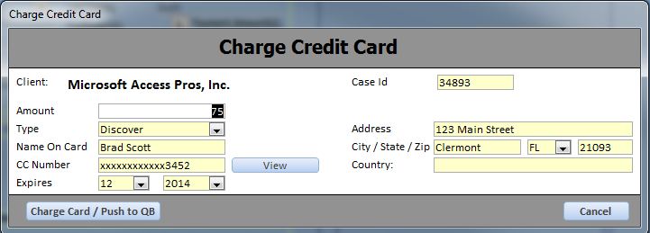 Credit Card Charge Form