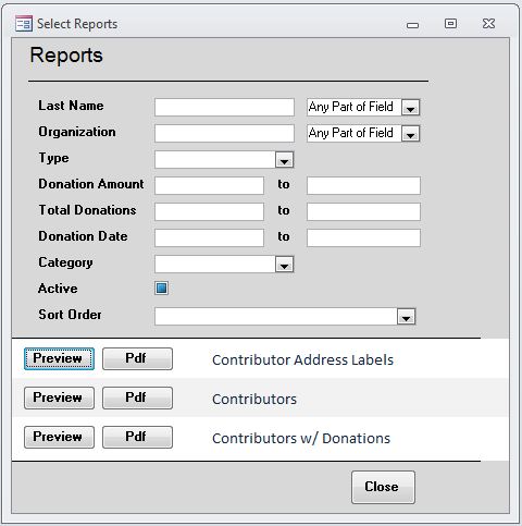 database forms and reports
